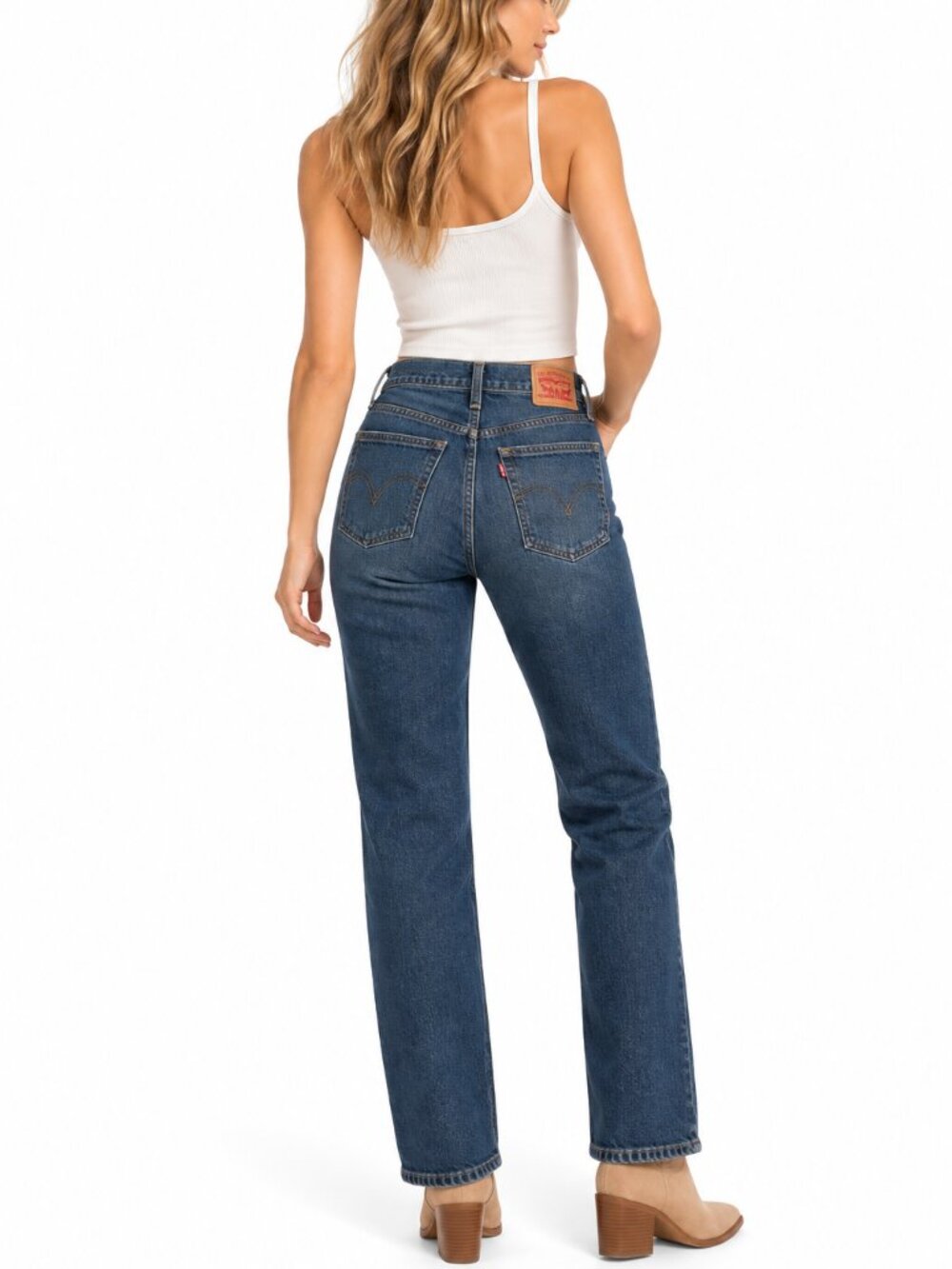 Levi's Wedgie Straight High Rise Jeans Button Fly Medium Wash Stretch 28x28